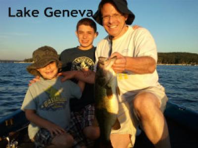 Lake Geneva, Wisconsin client with a nice bass August 2012