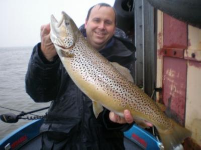 Milwaukee Harbor, WI buddy with nice brown trout December 2011
