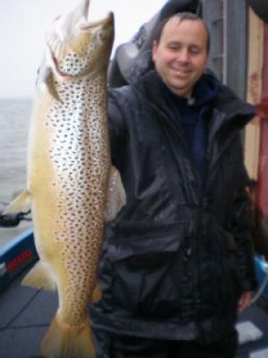 Milwaukee Harbor, WI buddy with nice brown trout December 2011