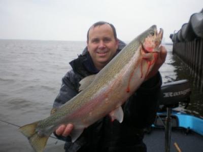 Milwaukee Harbor, WI buddy with nice brown trout December 2011