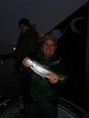 Milwaukee harbor, WI client with brown trout December 2011