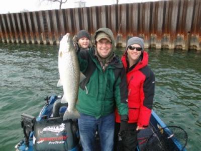 Milwaukee harbor, WI client with nice brown trout December 2011